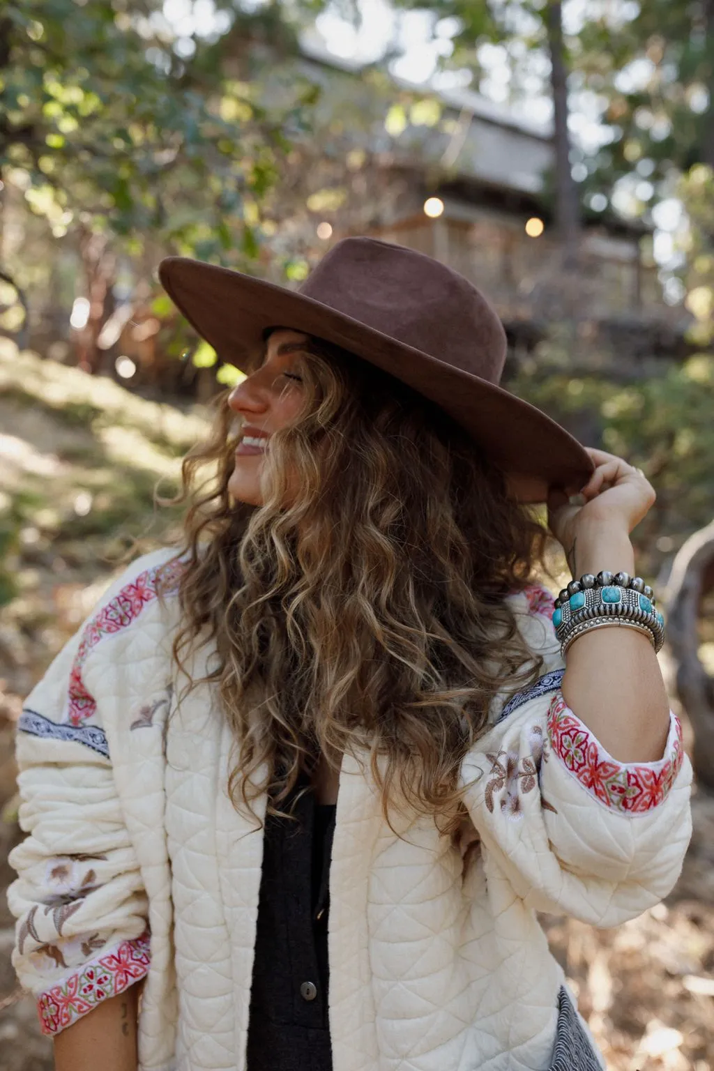 Arizona Braided Wide Brim Hat - Brown