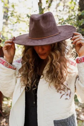 Arizona Braided Wide Brim Hat - Brown