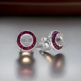 Art Deco Reproduction Aristocrat 1.83 cttw Ruby Semi Mount Earrings 11599