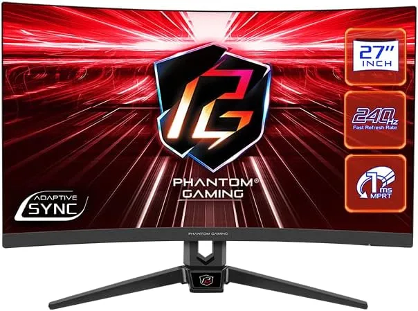 Asrock 27" Phantom Gaming FHD 240Hz Curved Monitor