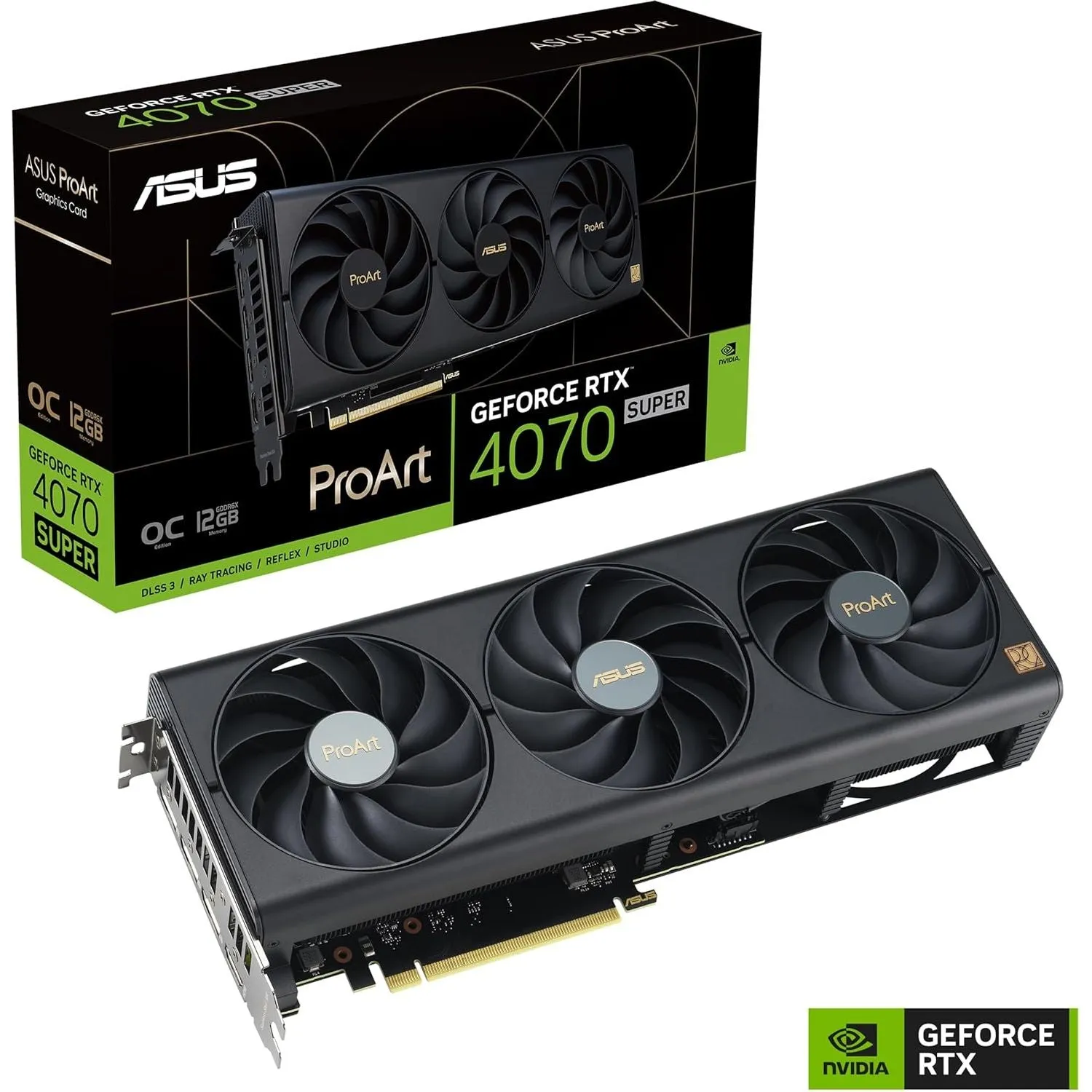 ASUS GeForce RTX 4070 Super ProArt OC 12GB Graphics Card - 2565MHz Boost, GDDR6X, PCIe 4.0, DLSS 3, HDMI 2.1a, 4K & 8K HDR Support