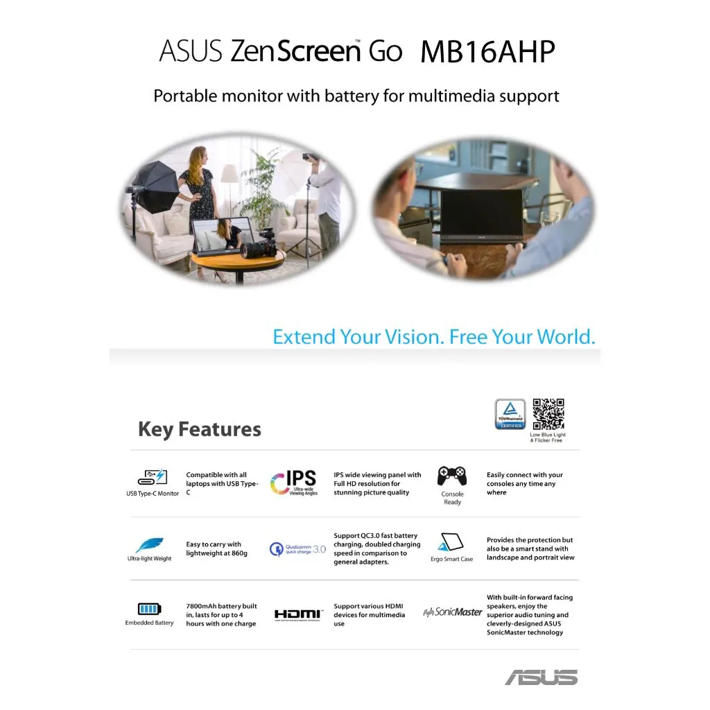 ASUS ZenScreen Go 15.6 FHD LED USB-C (ASMB16AHP) [DEPOSIT ONLY]