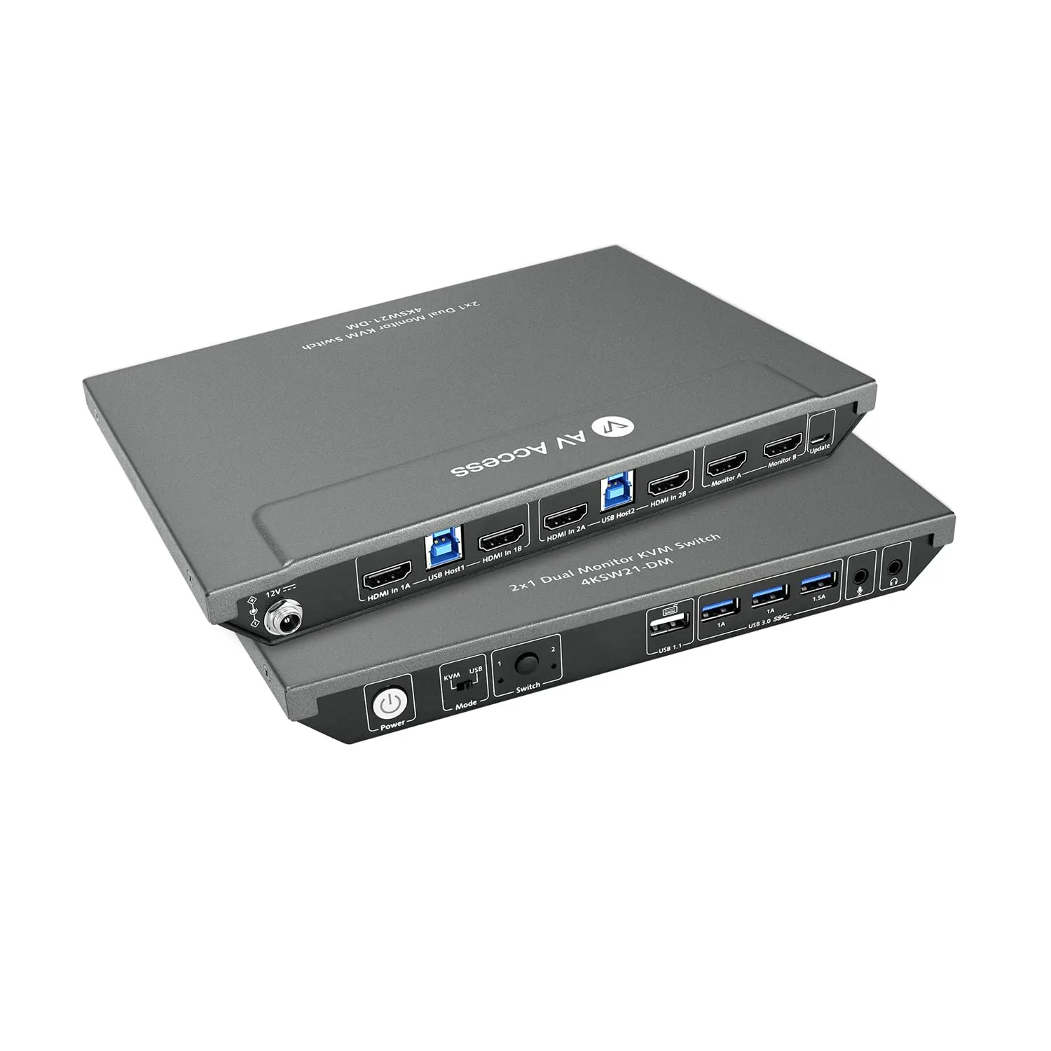AV Access KVM Switch Dual Monitor 4K@60Hz, 2K@144Hz, 1080P@240Hz, USB 3.0 KVM Switch 2 Monitors 2 Computers, Ultrawide Screen PC Keyboard Mouse Switcher, Hotkey Switch