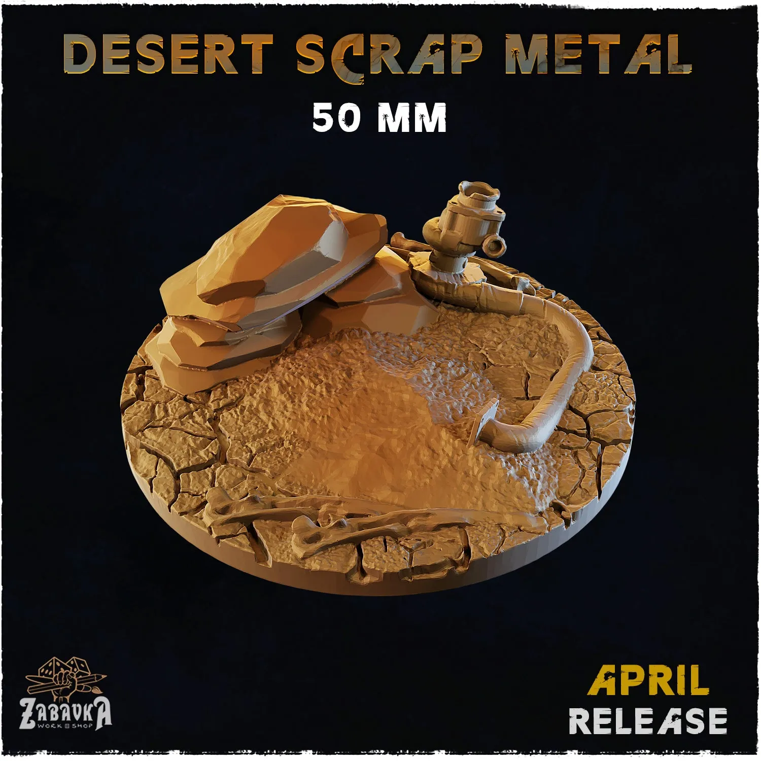 BASES - Desert Scrap Metal - themed bases for wargames and tabletop - thirteen sizes available by zabavka workshop