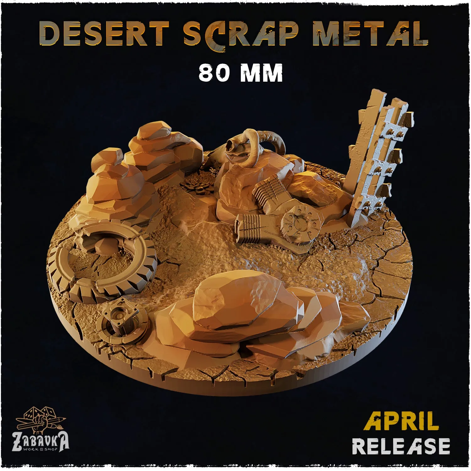 BASES - Desert Scrap Metal - themed bases for wargames and tabletop - thirteen sizes available by zabavka workshop