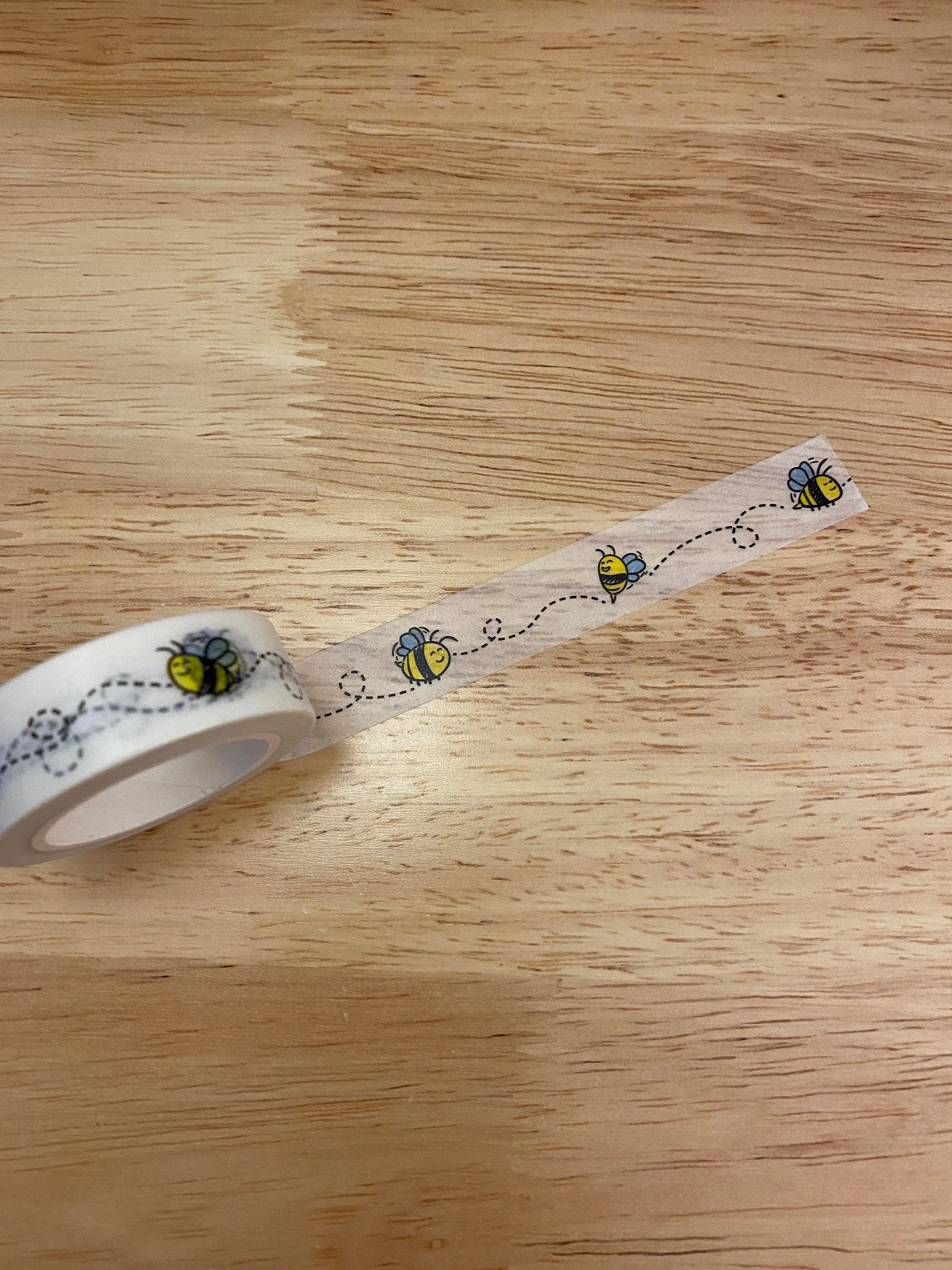 Big Roll of Bees Washi Tape, Bees with trails Washi Tape roll, Adhesive Masking Tapes, Flying Bee Washi Tape, Bee stream Washi tape