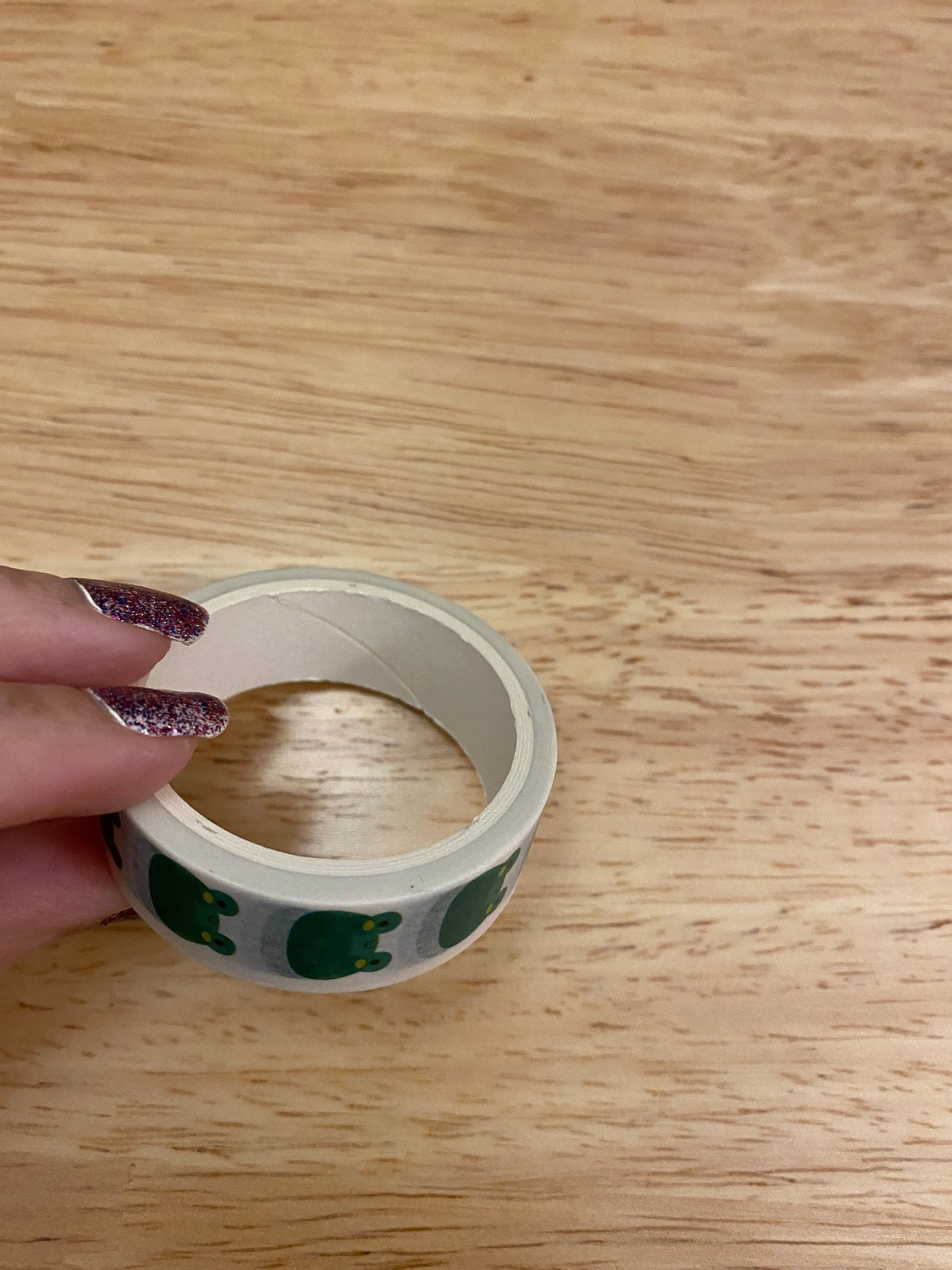 Big Roll of Kawaii Green Frog Washi Tape, Pony Washi Tape roll, Adhesive Masking Tapes, Frog Head Washi Tape