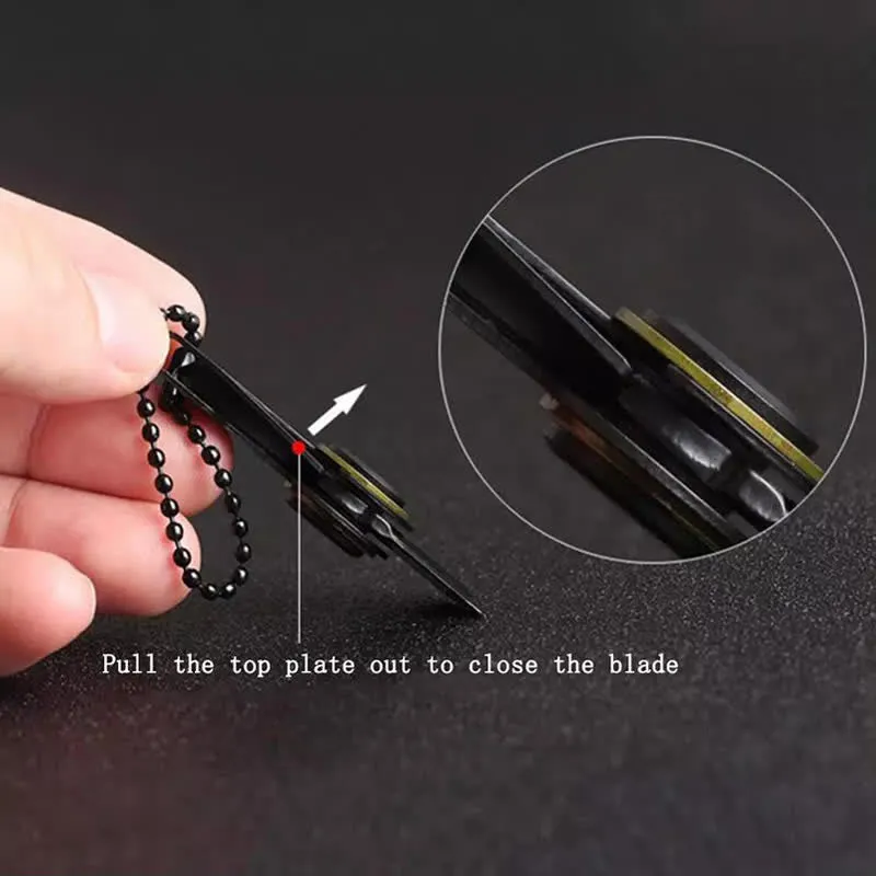 Black EDC Folding Knife Portable Tactical Keychain