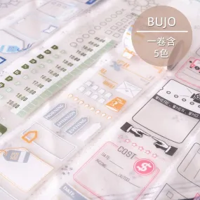 BUJO Boutique Washi Tape List Tape Tracking Tape Event Tape Movie NIght BUllet Journal List Tape | Artist Designed