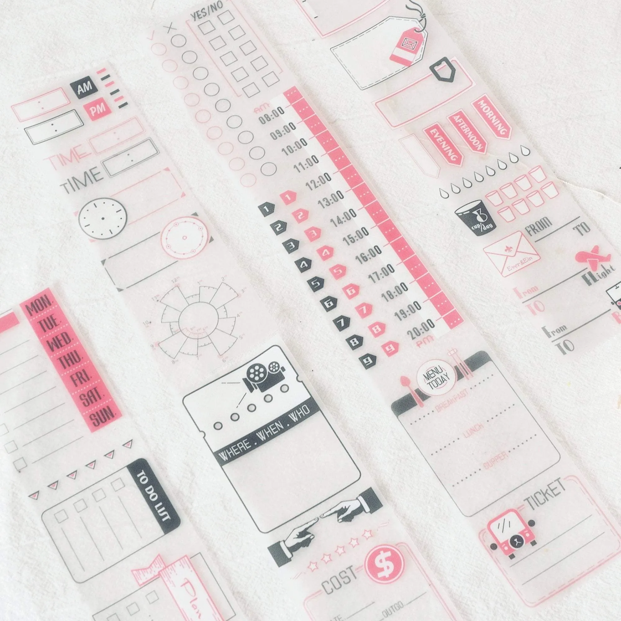 BUJO Boutique Washi Tape List Tape Tracking Tape Event Tape Movie NIght BUllet Journal List Tape | Artist Designed