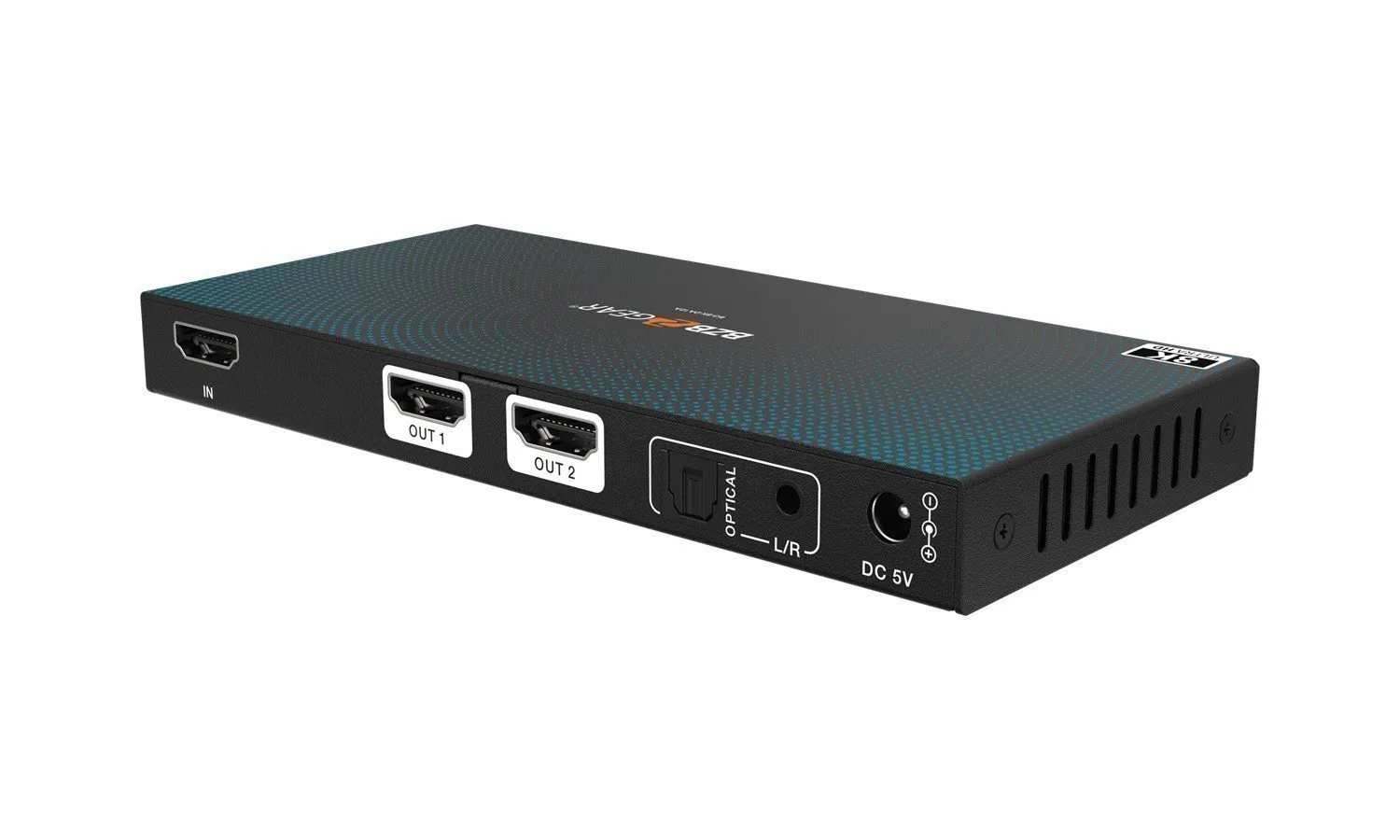 BZBGEAR 8K UHD HDMI 2.1 Splitter with Audio De-embedder (8K60 4K120 4:4:4 10bit VRR,FVA,ALLM support) - 1x2