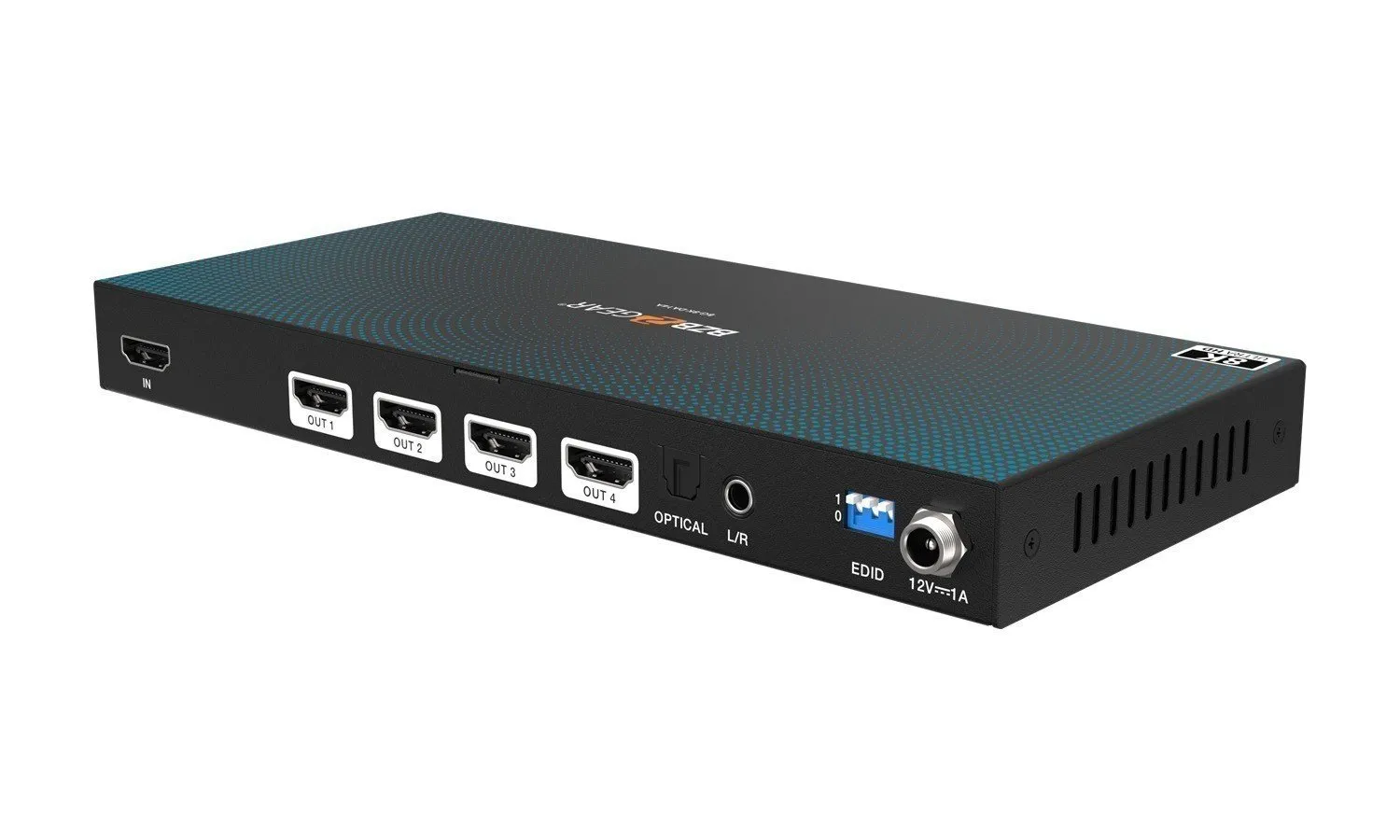 BZBGEAR 8K UHD HDMI 2.1 Splitter with Audio De-embedder (8K60 4K120 4:4:4 10bit VRR,FVA,ALLM support) - 1x4