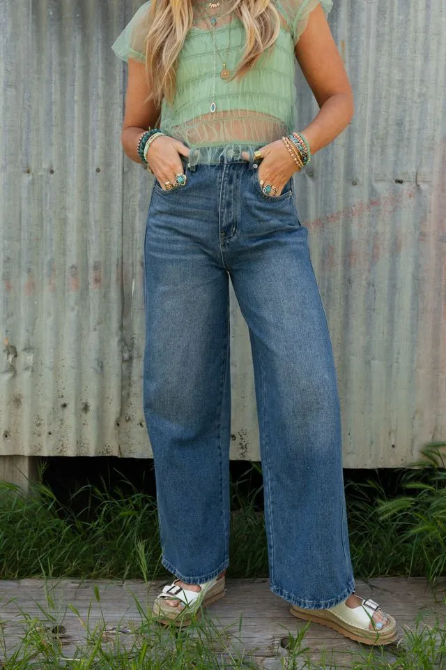Cabana Wide Leg Jeans - Medium Denim