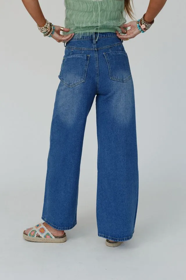 Cabana Wide Leg Jeans - Medium Denim