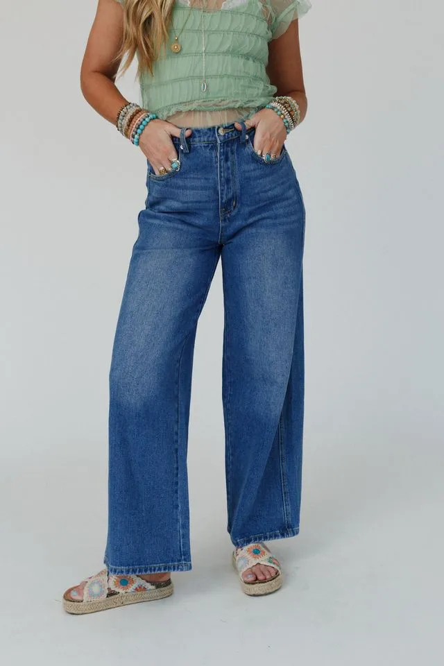 Cabana Wide Leg Jeans - Medium Denim