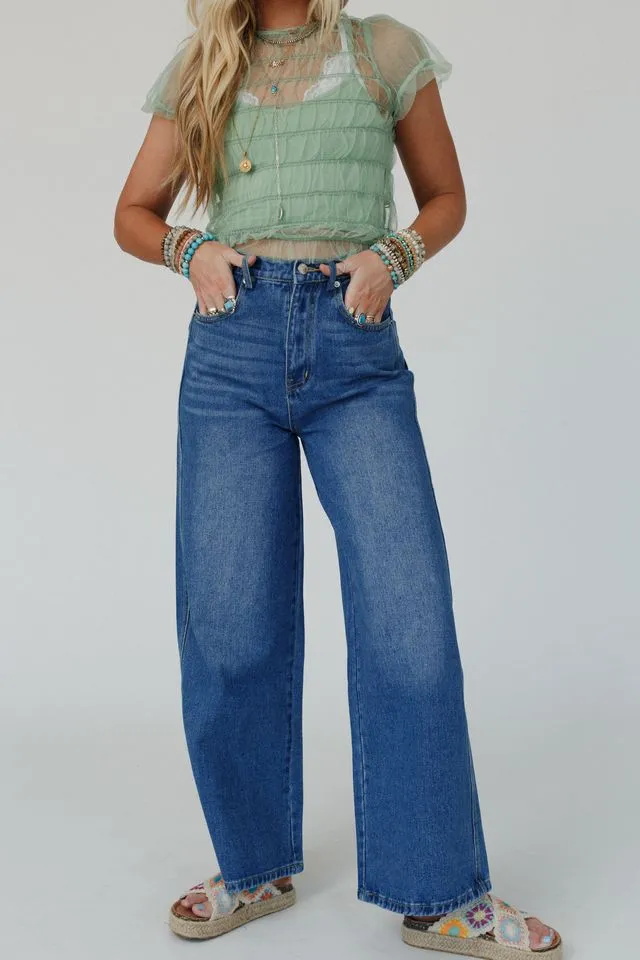 Cabana Wide Leg Jeans - Medium Denim