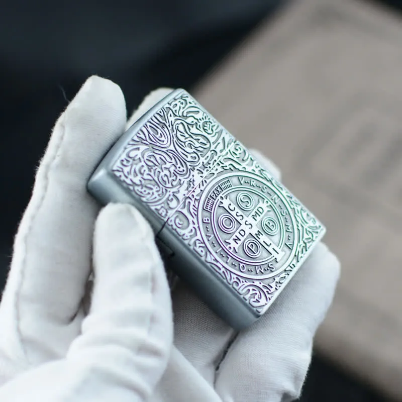 Carving Cross Grinding Wheel Refillable Butane Lighter