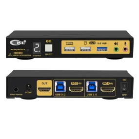 CKL 2 Port USB 3.0 KVM Switch HDMI 2.1 8K 60Hz 4K 120Hz 144Hz with EDID, PC Screen Keyboard Mouse Peripheral Audio Sharing Selector Box for 2 Computers 1 Monitor (62HUA-5)