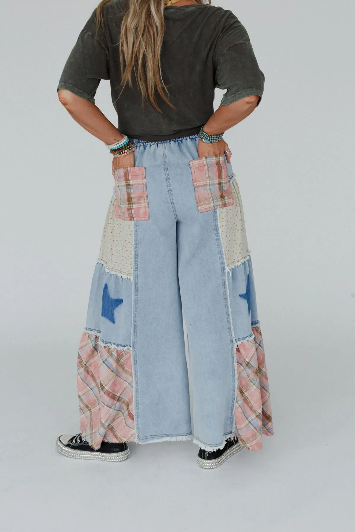 Coastal Chill Wide Leg Pants - Denim Multi