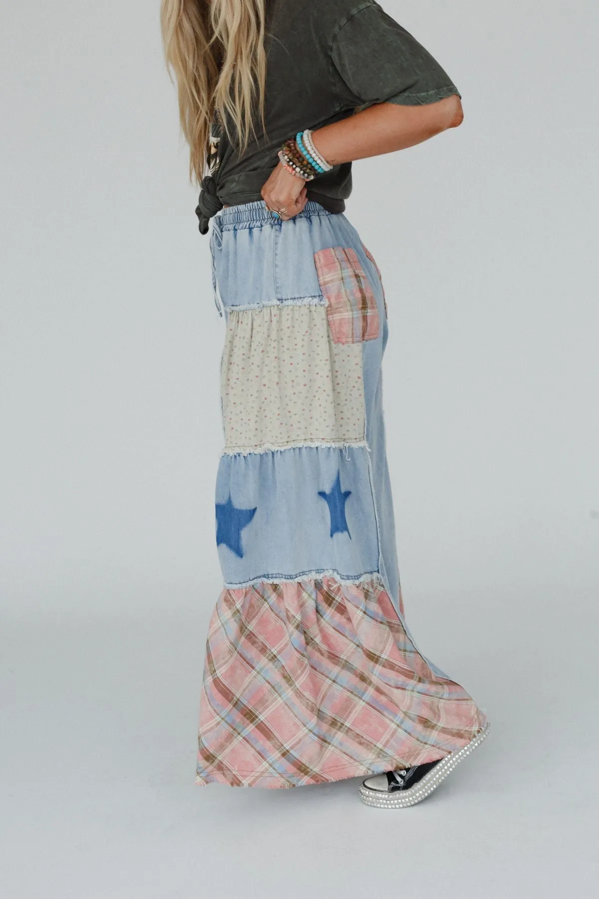 Coastal Chill Wide Leg Pants - Denim Multi