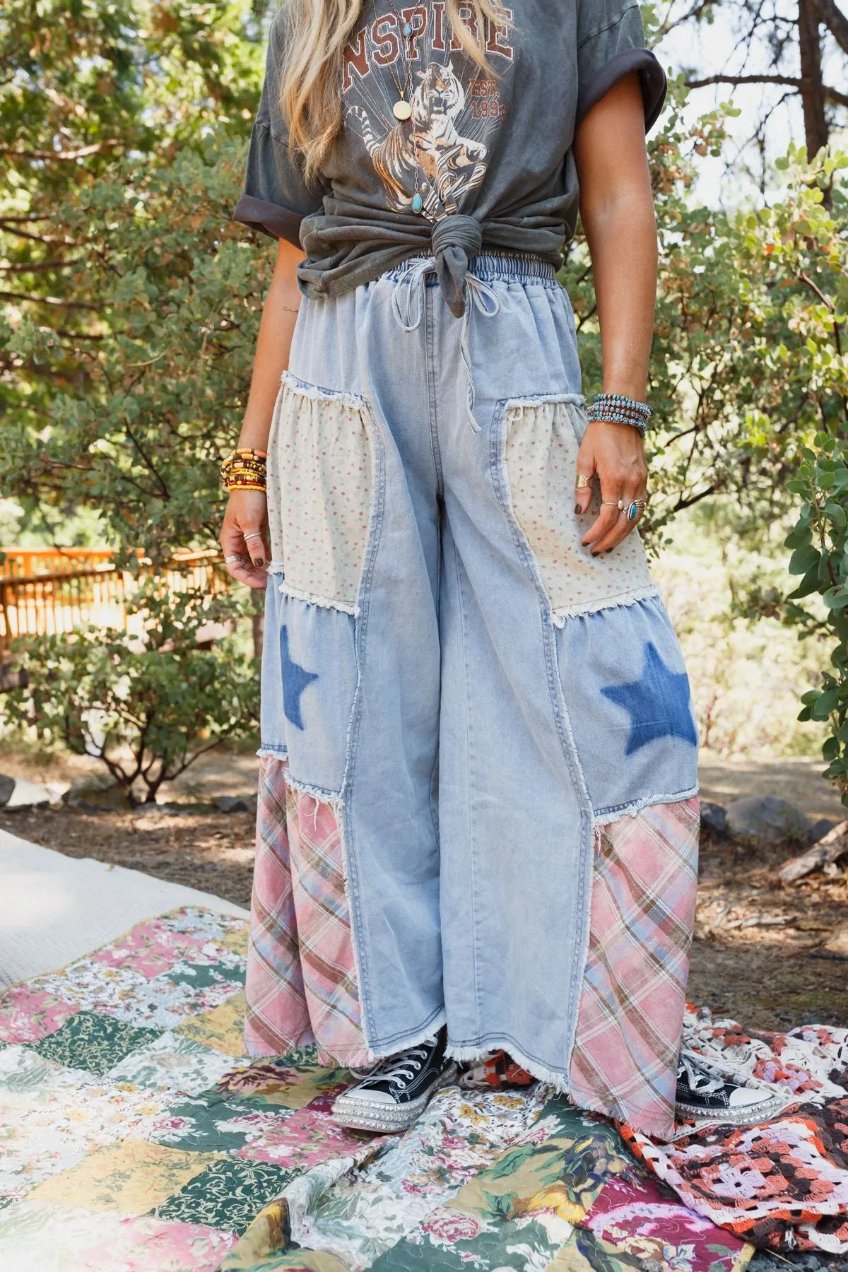 Coastal Chill Wide Leg Pants - Denim Multi