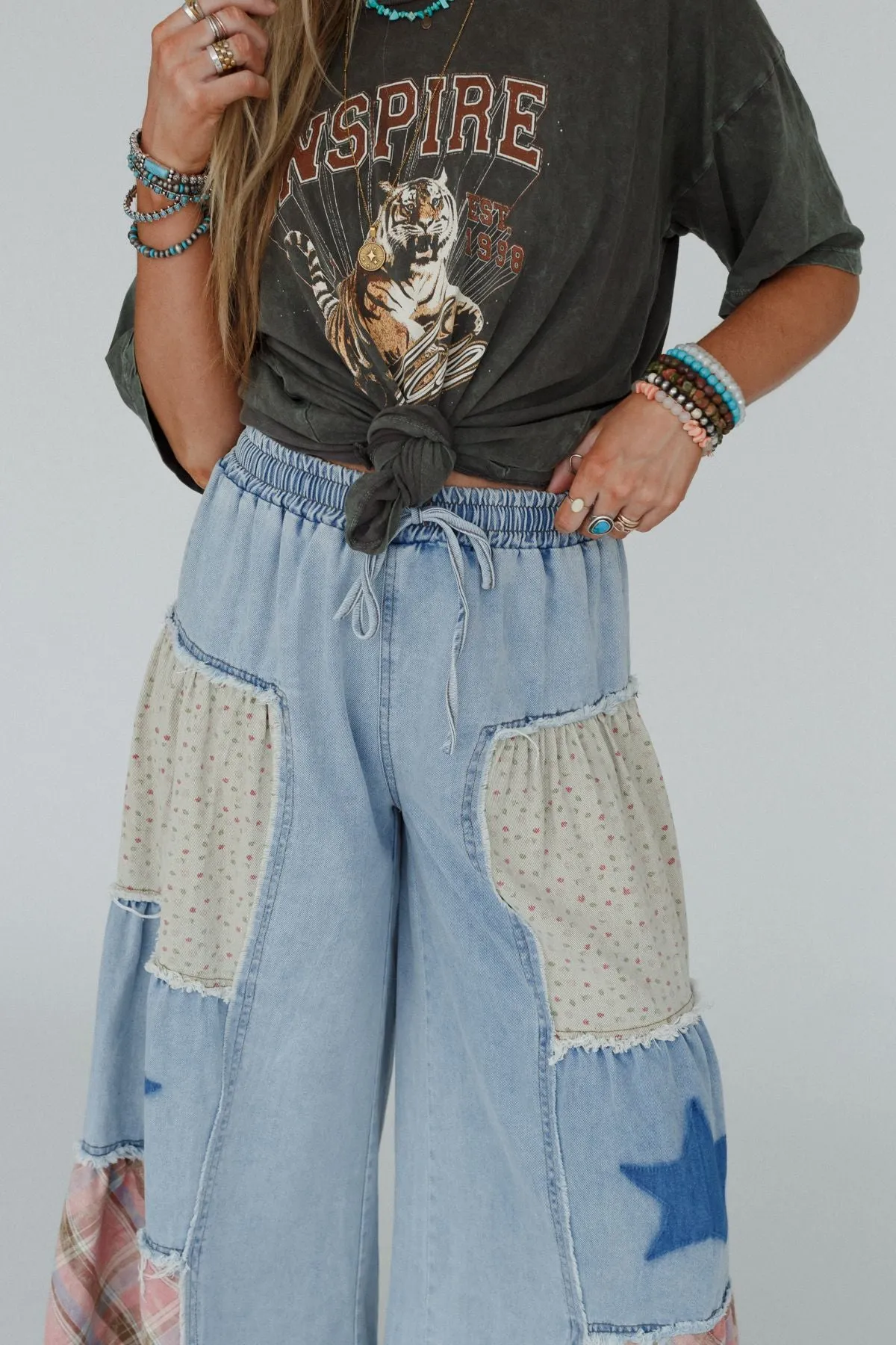 Coastal Chill Wide Leg Pants - Denim Multi