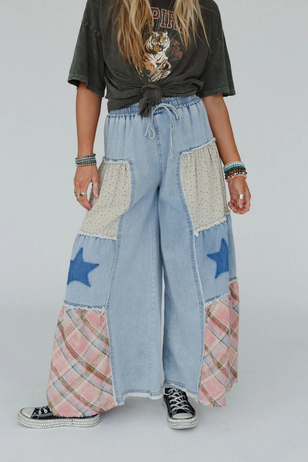 Coastal Chill Wide Leg Pants - Denim Multi