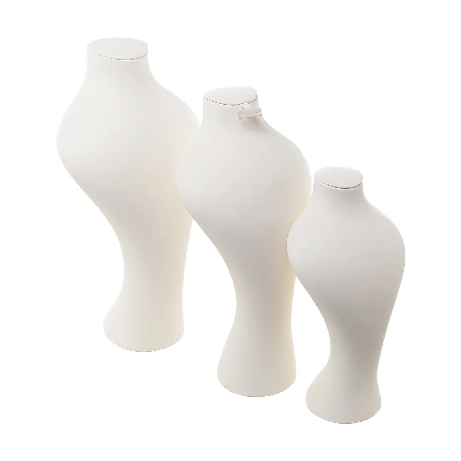 Cream Leatherette Bust with Earrings Large