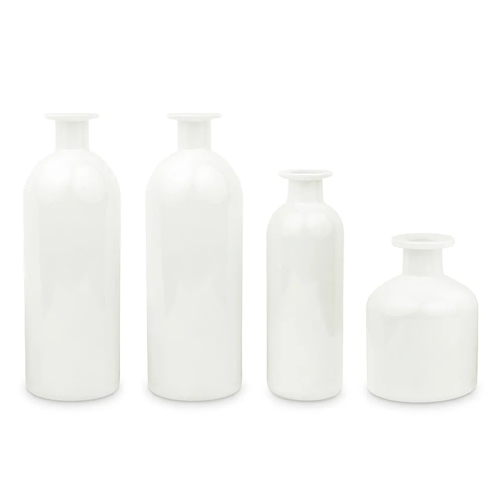 Decorative Colored Glass Bottle Vase Set - 4 Pieces