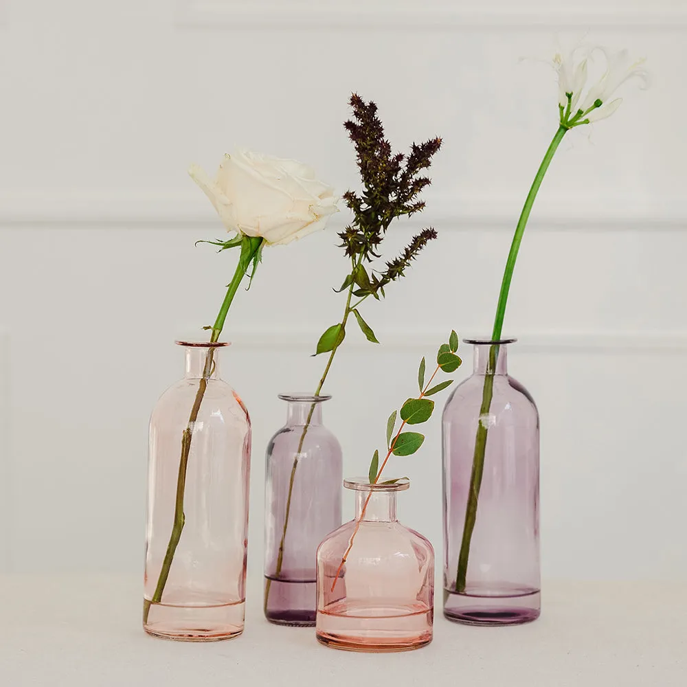 Decorative Colored Glass Bottle Vase Set - 4 Pieces