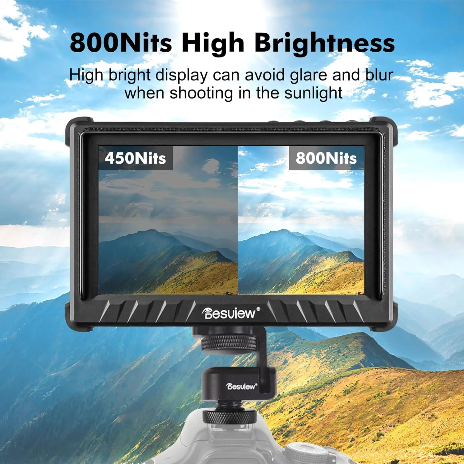 Desview / Bestview P5II 5.5-Inch HDR Camera Field Monitor with HB 800nits, 4K HDMI 1920 x 1080 Resolution and Custom 3D LUTs for DSLR and Mirrorless Cameras