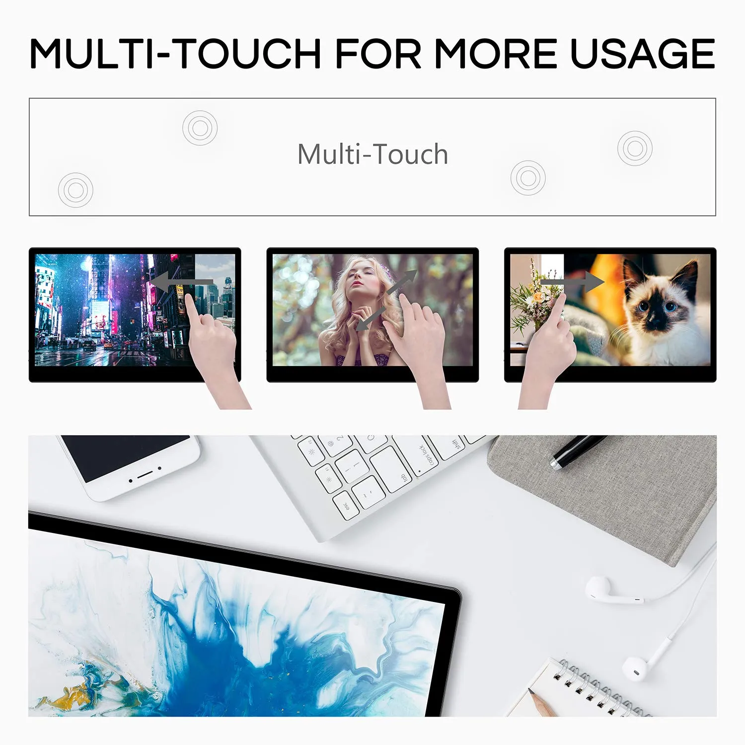 [Discontinued] [Open Box] EVOPIX FHD Multi-Touch Portable Monitor | IPS Screen | USB Type-C