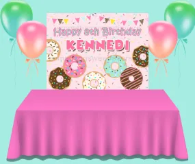 Donut Grow Up Birthday Backdrop - FREE SHIPPING