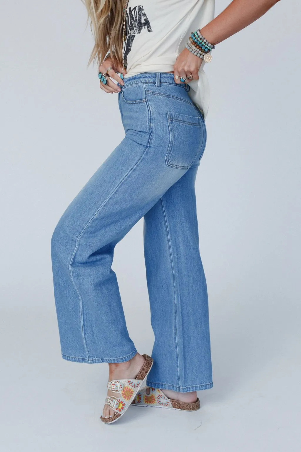 Dory Wide Leg Jeans - Medium Wash