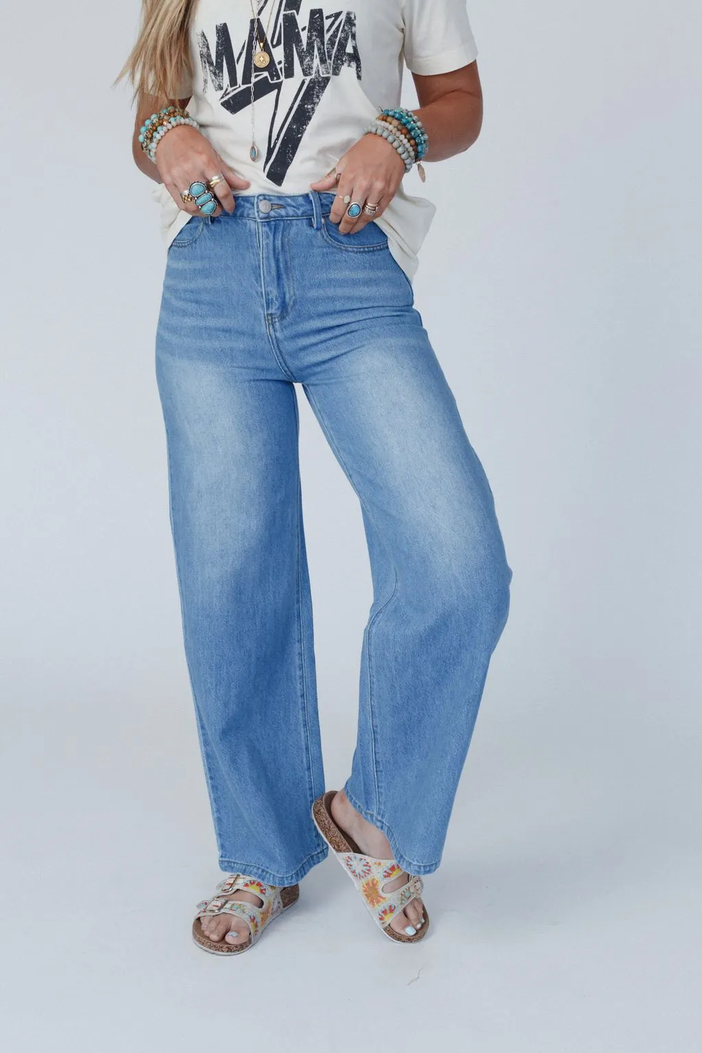 Dory Wide Leg Jeans - Medium Wash