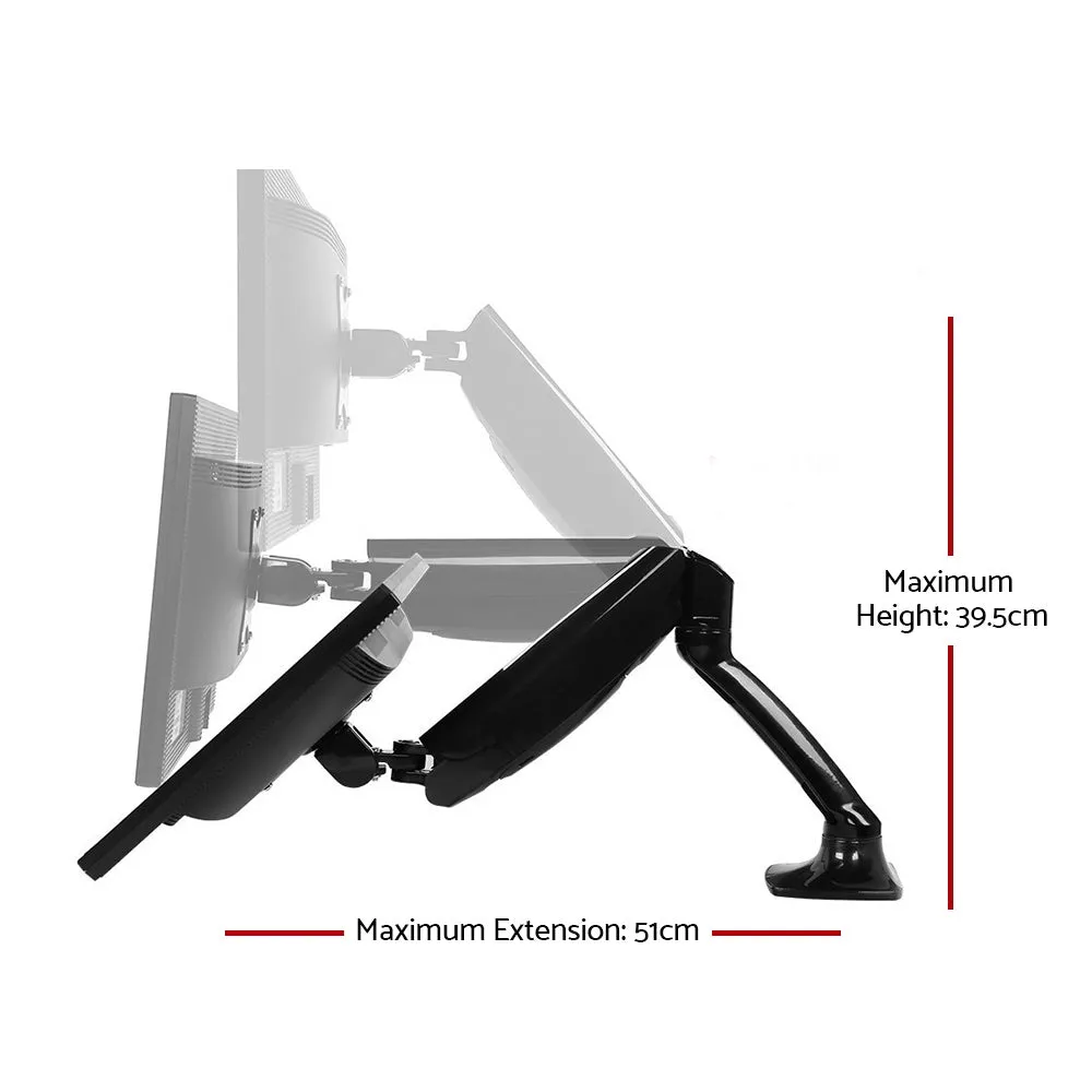 Dual Gas Spring Monitor Arm Desk Mount, Cable Management - Artiss