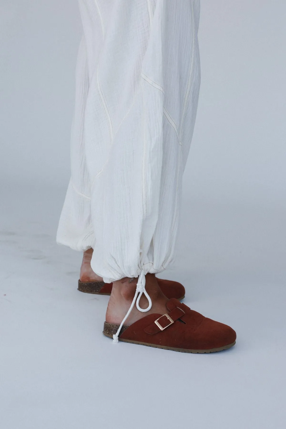 Earth Tone Wide Leg Joggers - Cream