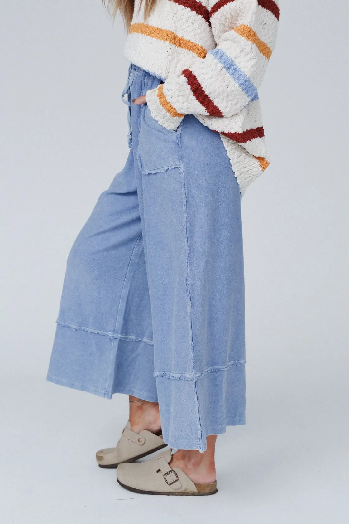 Easy Going Wide Leg Palazzo Pant - Blue