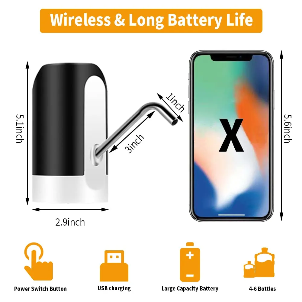 Electric Water Dispenser Drinking Bottle Switch Smart Wireless Automatic Auto Pump USB Charge for Kitchen Office Outdoor