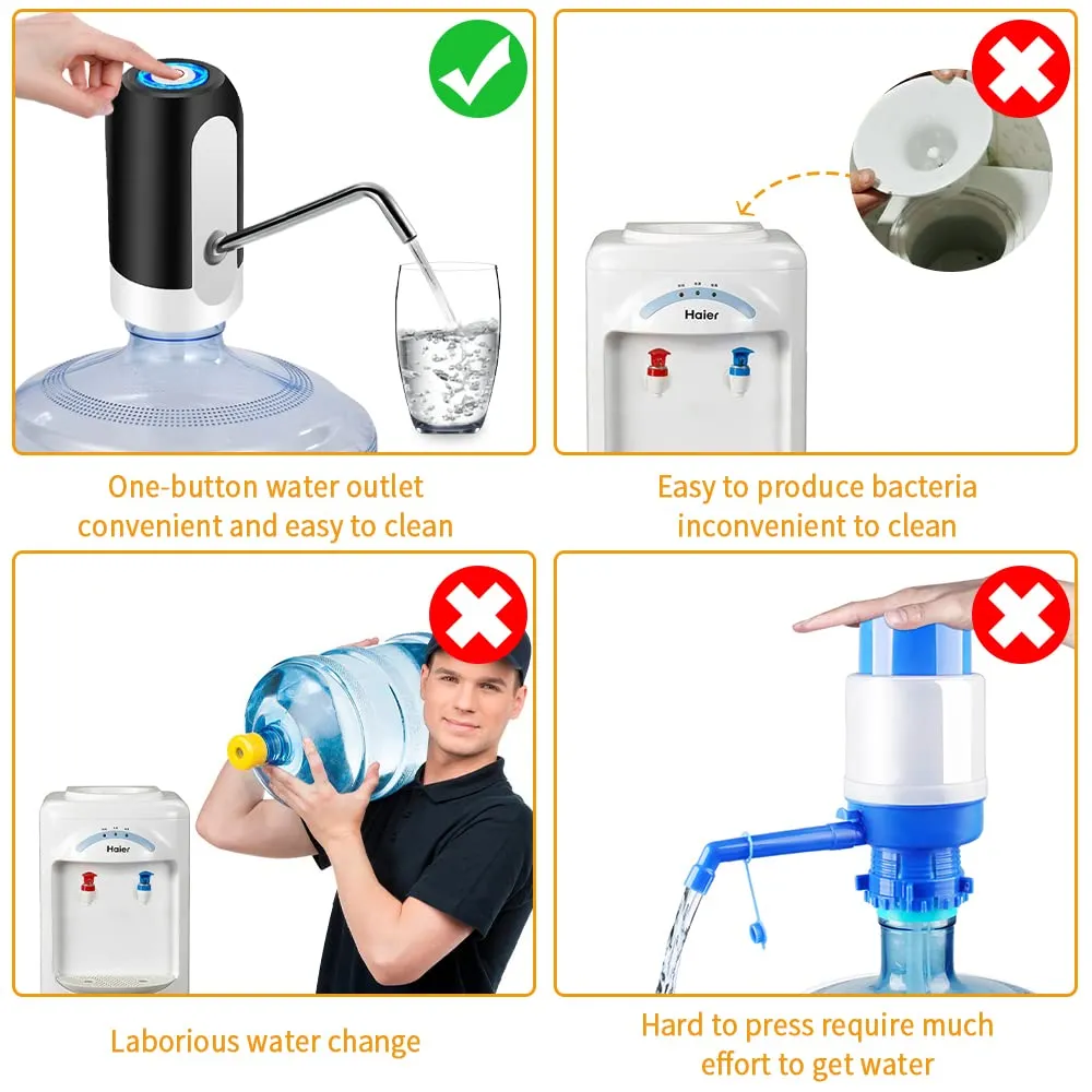 Electric Water Dispenser Drinking Bottle Switch Smart Wireless Automatic Auto Pump USB Charge for Kitchen Office Outdoor