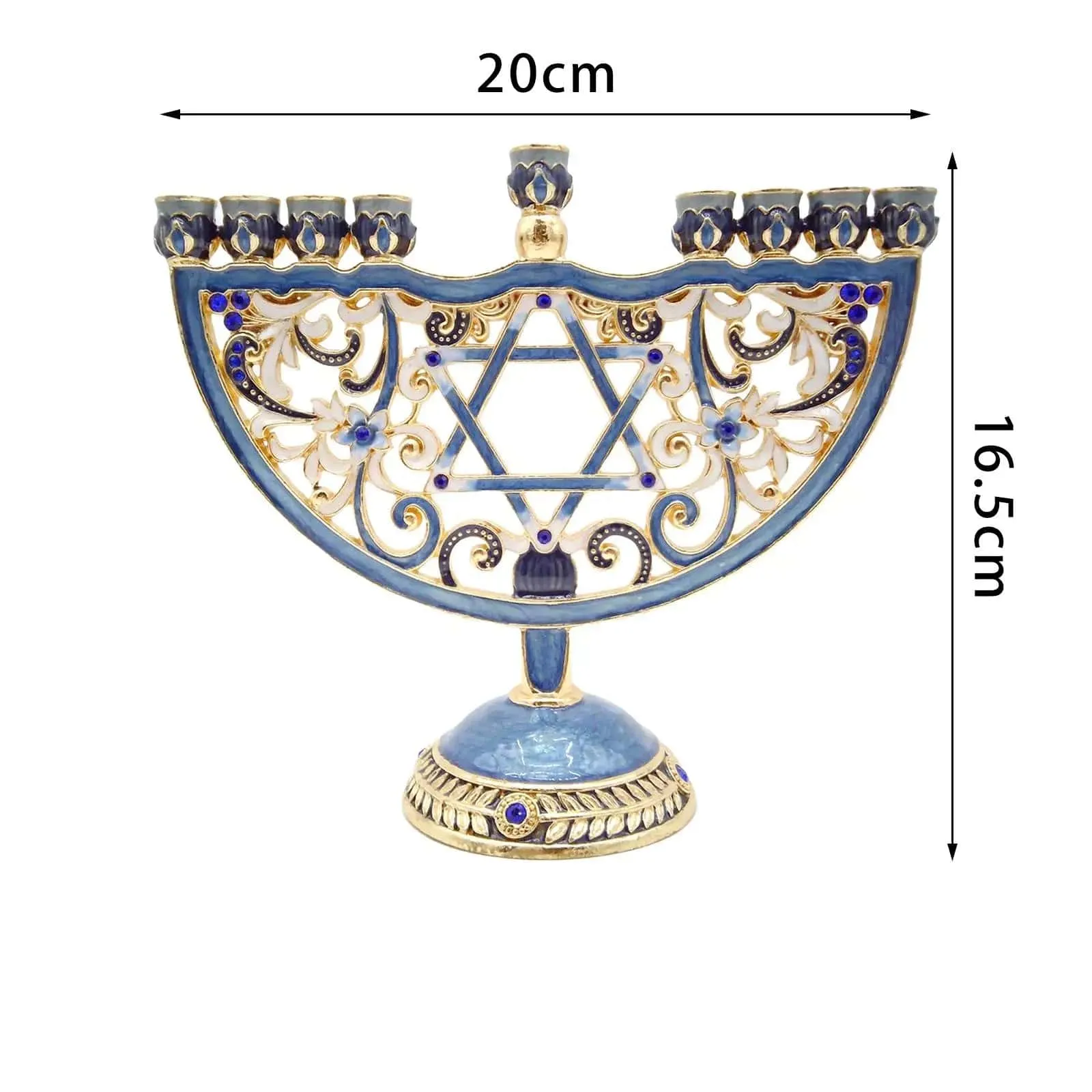 Enameled Metal Menorah with Jeweled Accents