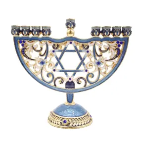 Enameled Metal Menorah with Jeweled Accents