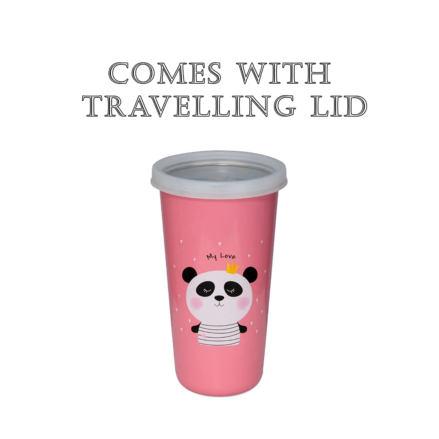 Falcon Bare Bears Cartoon Character Licensed 100% Airtight with Leak Proof Food Grade Stainless Steel Tumbler with Straw, Glass, 370ml, Pink