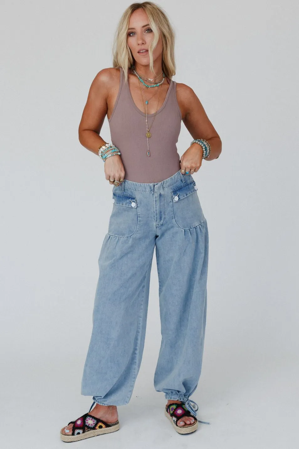 First Things First Wide Leg Jeans - Denim