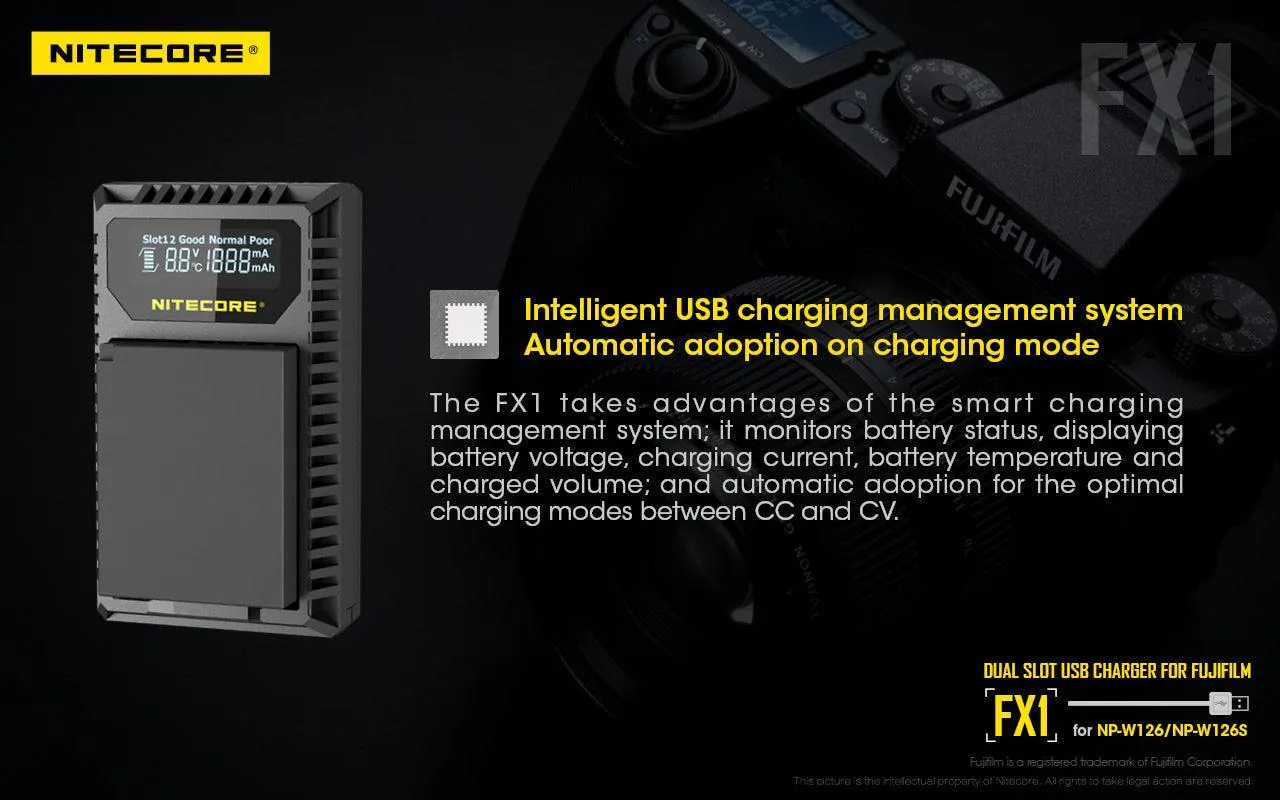 FX1 (Fujifilm NP-W126) Dual-Slot Battery Charger
