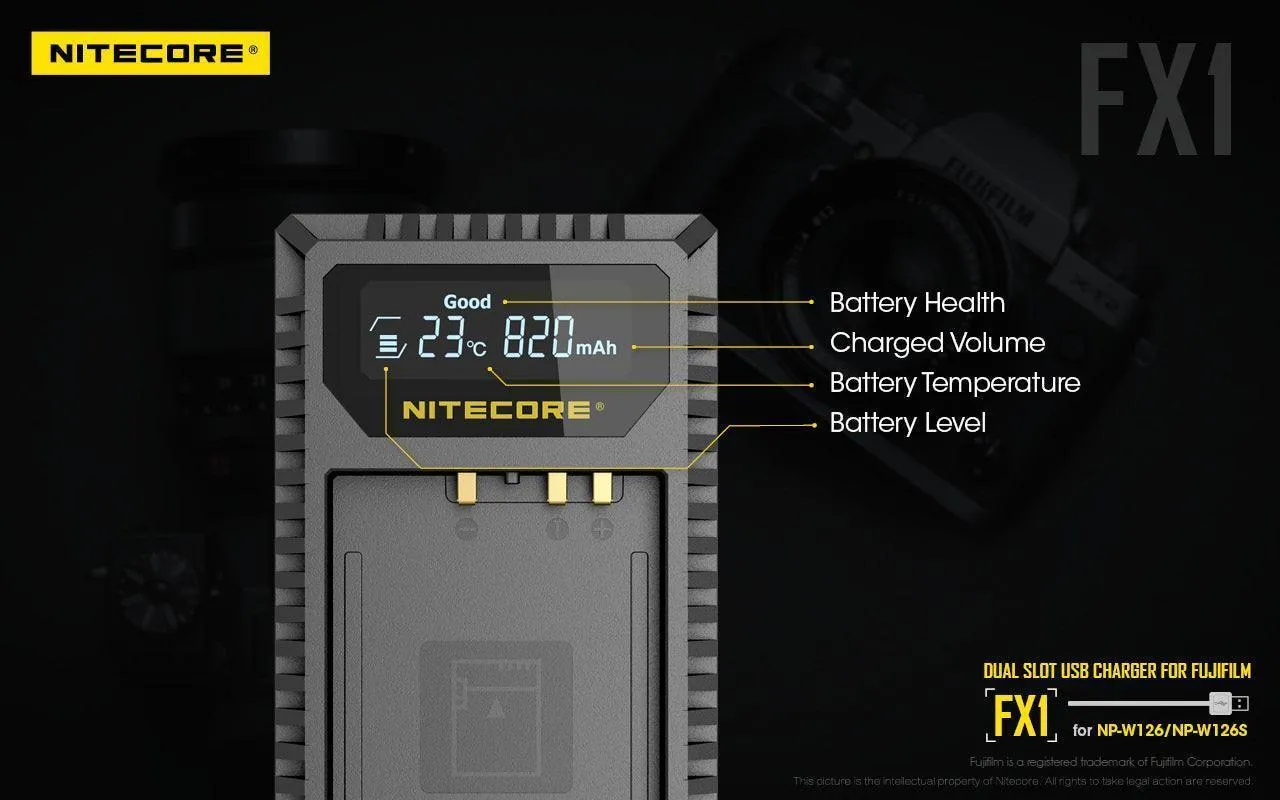 FX1 (Fujifilm NP-W126) Dual-Slot Battery Charger