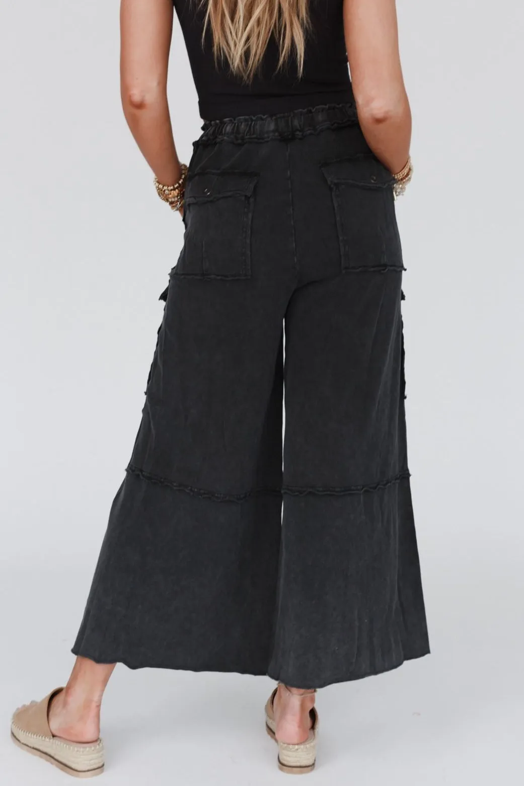 Game On Cargo Wide Leg Pant - Black
