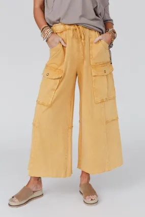 Game On Cargo Wide Leg Pant - Mustard
