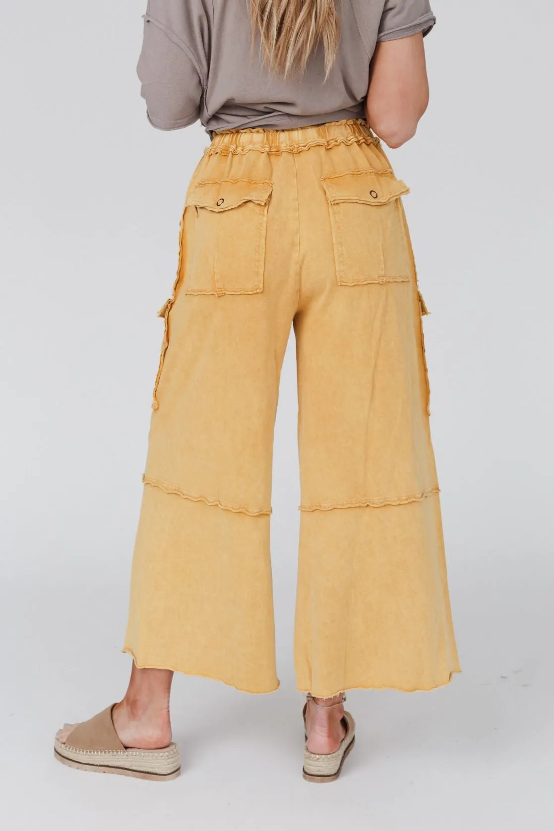 Game On Cargo Wide Leg Pant - Mustard