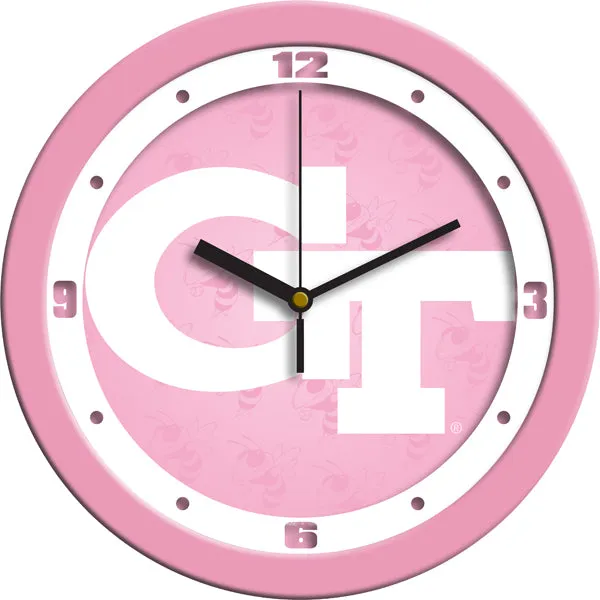 Georgia Tech Wall Clock - Pink